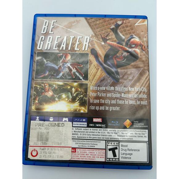 PS4 Marvel Spider-Man (PlayStation 4, 2018) No Manual Clean Disc - Picture 4 of 8